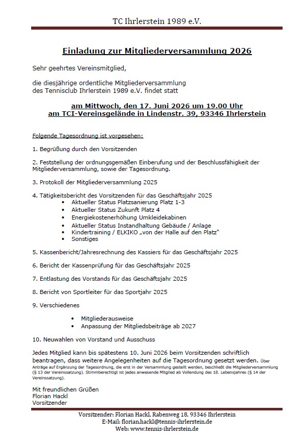 Mitgliederversammlung 2026